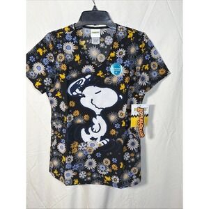 Tooniforms by Cherokee Peanuts Snoopy Floral Scrub Top Size S NWT‎